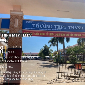 Thi công lắp đặt hệ thống phòng cháy, bảo trì hệ thống phòng cháy chữa trường phổ thông trung học Thanh Hoà, thị trấn Thanh Bình, huyện Bù Đốp, tỉnh Bình Phước