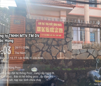 Thi công hệ thống PCCC cho kho bạc Lộc Ninh, tỉnh Bình Phước