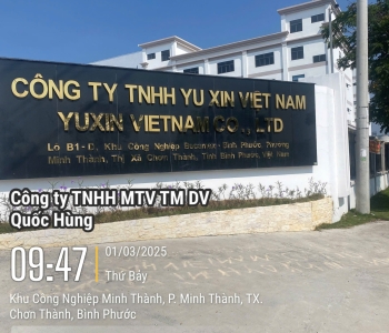 Công trình PCCC CTY YU XIN VIỆT NAM - KCN BECAMEX BÌNH PHƯỚC