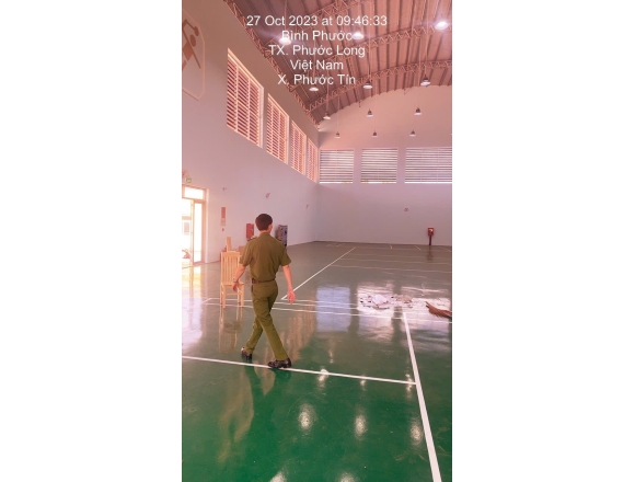 Thi công lắp đặt hệ thống phòng cháy chữa cháy nhiệm thu phòng cháy chữa cháy. Nhà thi đấu đa năng xã Phước Tín, thị xã Phước Long, tỉnh Bình Phước