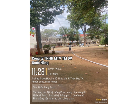 Thi công lắp đặt hệ thống phòng cháy chữa cháy Trường trung học cơ sở thác mơ, phường Thác Mơ, thị xã Phước Long, tỉnh Bình Phước
