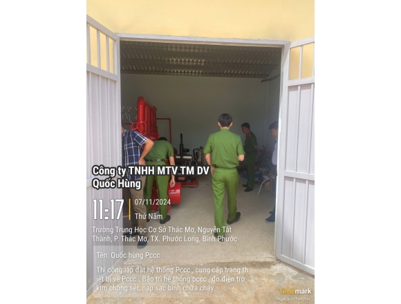 Thi công lắp đặt hệ thống phòng cháy chữa cháy Trường trung học cơ sở thác mơ, phường Thác Mơ, thị xã Phước Long, tỉnh Bình Phước