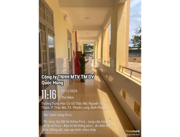 Thi công lắp đặt hệ thống phòng cháy chữa cháy Trường trung học cơ sở thác mơ, phường Thác Mơ, thị xã Phước Long, tỉnh Bình Phước