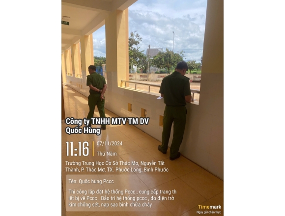 Thi công lắp đặt hệ thống phòng cháy chữa cháy Trường trung học cơ sở thác mơ, phường Thác Mơ, thị xã Phước Long, tỉnh Bình Phước