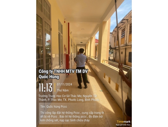 Thi công lắp đặt hệ thống phòng cháy chữa cháy Trường trung học cơ sở thác mơ, phường Thác Mơ, thị xã Phước Long, tỉnh Bình Phước