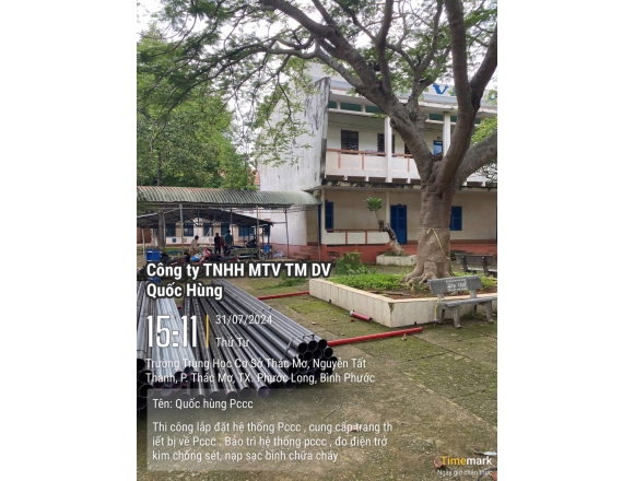Thi công lắp đặt hệ thống phòng cháy chữa cháy Trường trung học cơ sở thác mơ, phường Thác Mơ, thị xã Phước Long, tỉnh Bình Phước