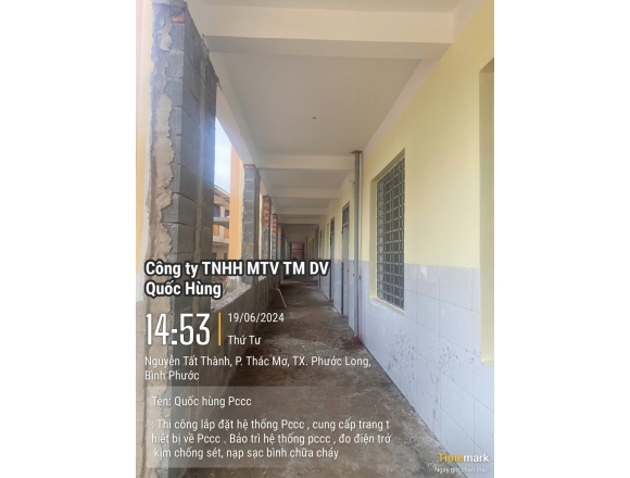 Thi công lắp đặt hệ thống phòng cháy chữa cháy Trường trung học cơ sở thác mơ, phường Thác Mơ, thị xã Phước Long, tỉnh Bình Phước