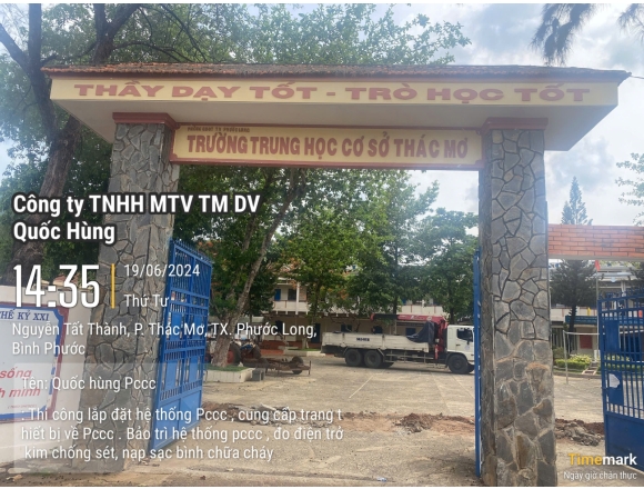 Thi công lắp đặt hệ thống phòng cháy chữa cháy Trường trung học cơ sở thác mơ, phường Thác Mơ, thị xã Phước Long, tỉnh Bình Phước