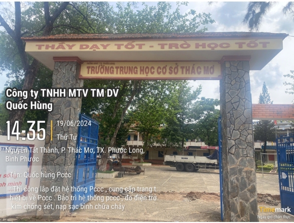 Thi công lắp đặt hệ thống phòng cháy chữa cháy Trường trung học cơ sở thác mơ, phường Thác Mơ, thị xã Phước Long, tỉnh Bình Phước