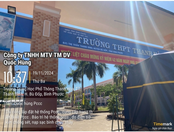Thi công lắp đặt hệ thống phòng cháy, bảo trì hệ thống phòng cháy chữa trường phổ thông trung học Thanh Hoà, thị trấn Thanh Bình, huyện Bù Đốp, tỉnh Bình Phước