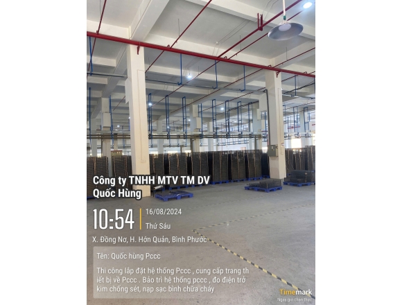 Thi công lắp đặt hệ thống phòng cháy công ty TNHH Quốc tế Tân Phong, xã Đồng Nơ , huyện Hớn Quản, tỉnh Bình Phước