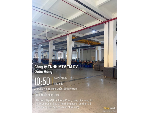 Thi công lắp đặt hệ thống phòng cháy công ty TNHH Quốc tế Tân Phong, xã Đồng Nơ , huyện Hớn Quản, tỉnh Bình Phước