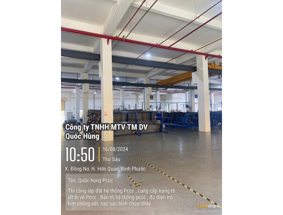 Thi công lắp đặt hệ thống phòng cháy công ty TNHH Quốc tế Tân Phong, xã Đồng Nơ , huyện Hớn Quản, tỉnh Bình Phước