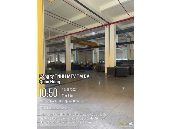 Thi công lắp đặt hệ thống phòng cháy công ty TNHH Quốc tế Tân Phong, xã Đồng Nơ , huyện Hớn Quản, tỉnh Bình Phước