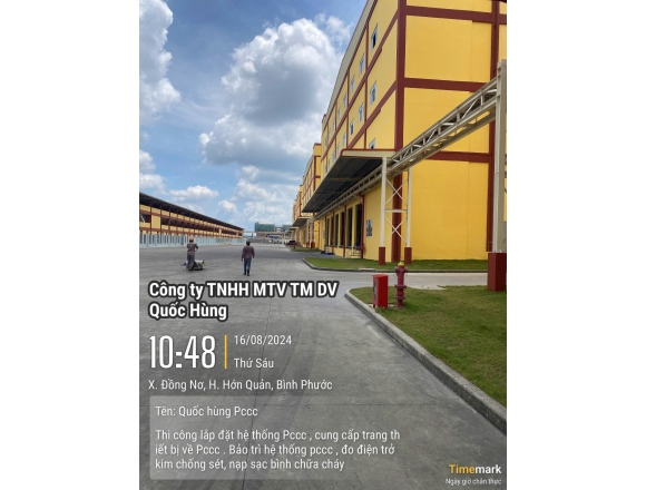 Thi công lắp đặt hệ thống phòng cháy công ty TNHH Quốc tế Tân Phong, xã Đồng Nơ , huyện Hớn Quản, tỉnh Bình Phước