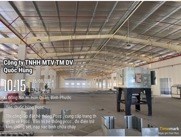 Thi công lắp đặt hệ thống phòng cháy công ty TNHH Quốc tế Tân Phong, xã Đồng Nơ , huyện Hớn Quản, tỉnh Bình Phước