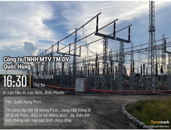 Thi công lắp đặt hệ thống phòng cháy chữa , công ty cổ phần năng lượng lộc ninh 4,5 trạm biến áp 220KV xã Lộc Tấn, huyện Lộc Ninh, tỉnh Bình Phước