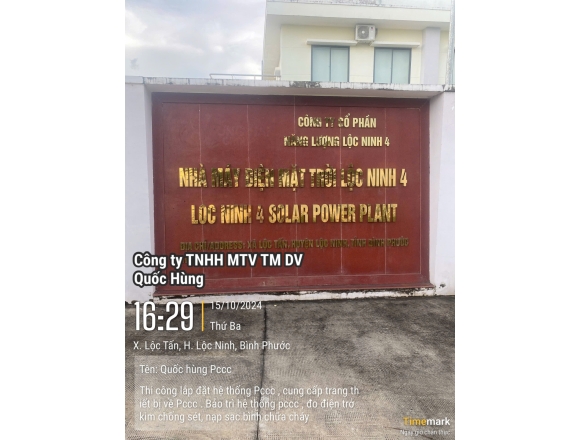 Thi công lắp đặt hệ thống phòng cháy chữa , công ty cổ phần năng lượng lộc ninh 4,5 trạm biến áp 220KV xã Lộc Tấn, huyện Lộc Ninh, tỉnh Bình Phước