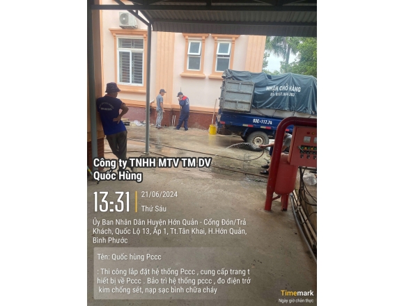 Thi công lắp kim chống sét, Kho bạc Nhà nước Hớn Quản, Bình Phước