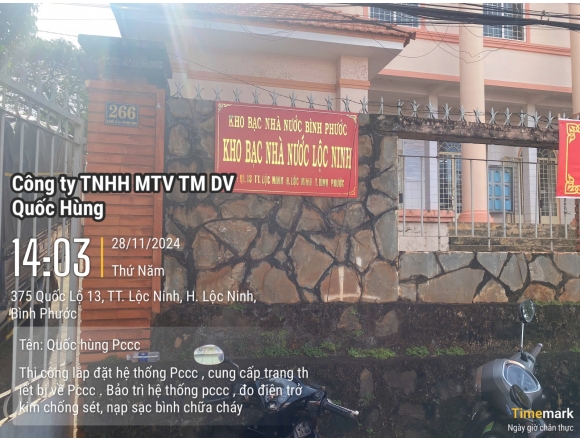 Thi công hệ thống PCCC cho kho bạc Lộc Ninh, tỉnh Bình Phước