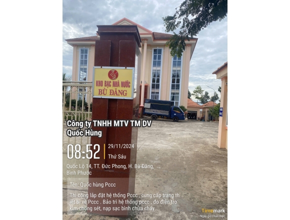 Thi công hệ thống PCCC cho kho bạc Huyện Bù Băng tỉnh Bình Phước