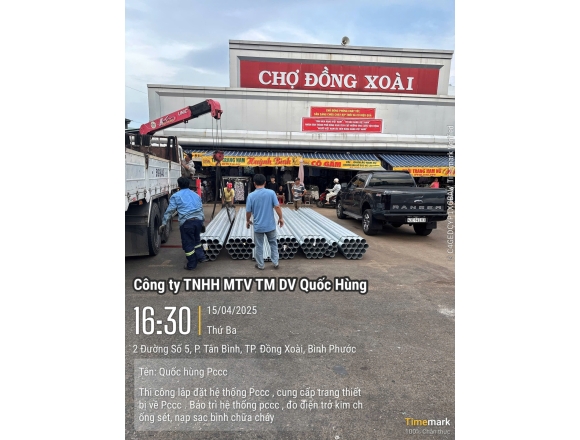 Thi công PCCC cho Chợ Đồng Xoài- Tp.Đồng Xoài, Bình Phước