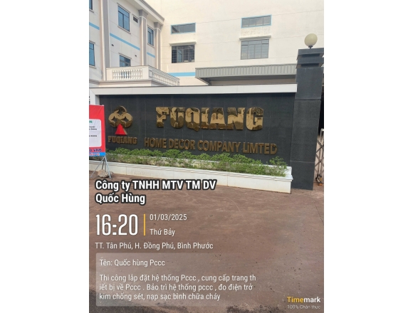Thi công PCCC Cty FUQIANG kcn Đồng Phú