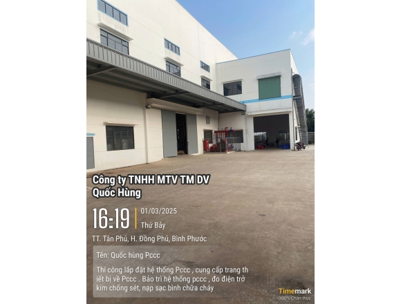 Thi công PCCC Cty FUQIANG kcn Đồng Phú