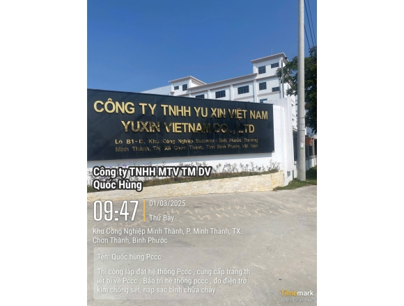 Thi công PCCC cho Cty YUXIN VIETNAM CO.,LTD kcn Becamex Bình Phước