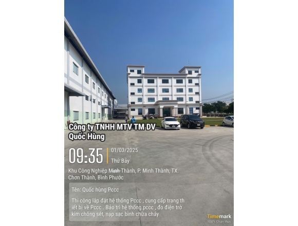 Thi công PCCC cho Cty YUXIN VIETNAM CO.,LTD kcn Becamex Bình Phước