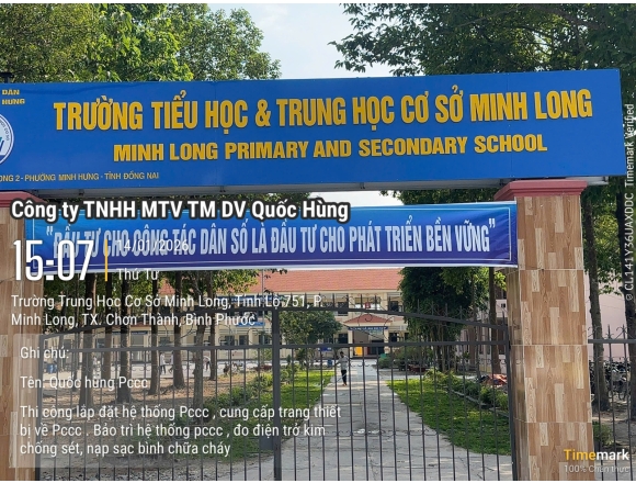 HỆ THỐNG PCCC TRƯỜNG TIỂU HỌC và THCS Minh LONG