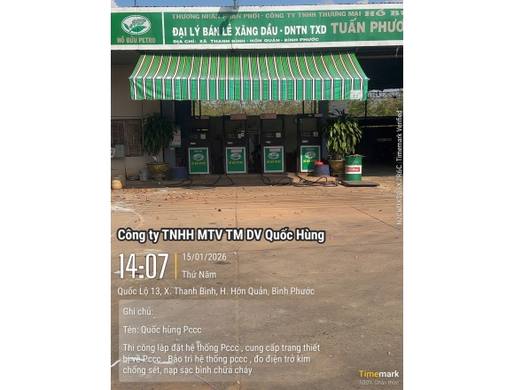 Thi công, thiết kế, thẩm duyệt pccc cây xăng dầu tuấn phương - Bình Phước