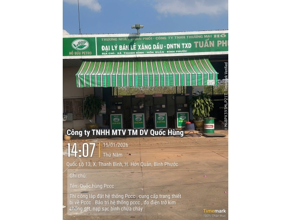 Thi công, thiết kế, thẩm duyệt pccc cây xăng dầu tuấn phương - Bình Phước