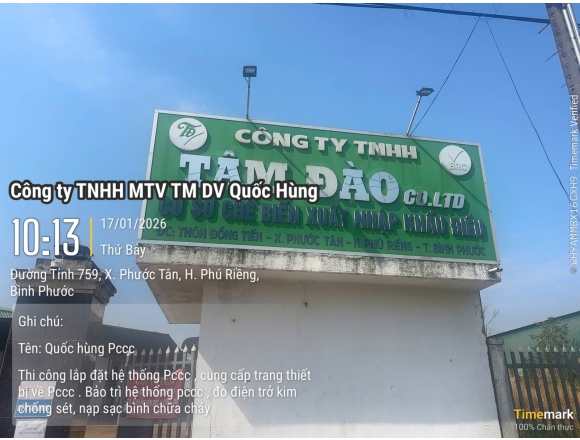 Thi công PCCC công ty hạt điều Tâm Đào - Bình Phước
