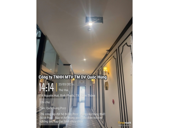 Lắp đặt và nghiệm thu hệ thống PCCC tại Trọng Phát Hotel Chơn Thành Bình Phước