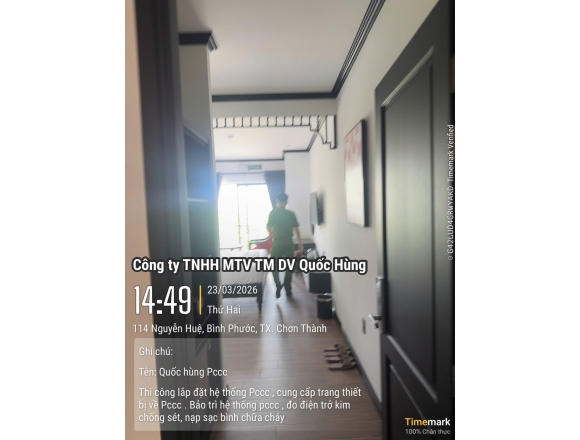 Lắp đặt và nghiệm thu hệ thống PCCC tại Trọng Phát Hotel Chơn Thành Bình Phước