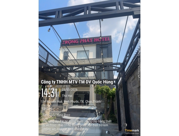 Lắp đặt và nghiệm thu hệ thống PCCC tại Trọng Phát Hotel Chơn Thành Bình Phước