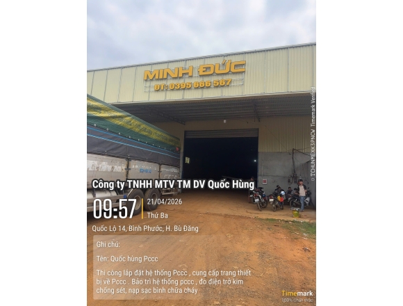 Thi công lắp đặt hệ thống PCCC tại kho xưởng Công ty TNHH Xuất Nhập Khẩu Điều Minh Đức