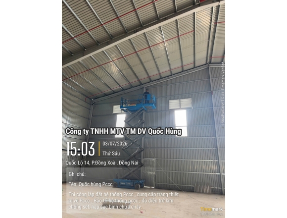 THI CÔNG DỰ ÁN HỆ THỐNG PCCC CHO CÔNG TY TNHH THƯƠNG MẠI DỊCH VỤ ĐẦU TƯ XÂY DỰNG AN VINH – CHI NHÁNH 5 TẠI BÌNH PHƯỚC