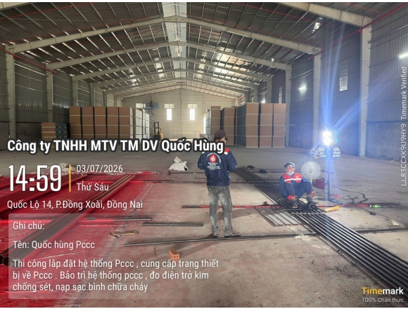 THI CÔNG DỰ ÁN HỆ THỐNG PCCC CHO CÔNG TY TNHH THƯƠNG MẠI DỊCH VỤ ĐẦU TƯ XÂY DỰNG AN VINH – CHI NHÁNH 5 TẠI BÌNH PHƯỚC