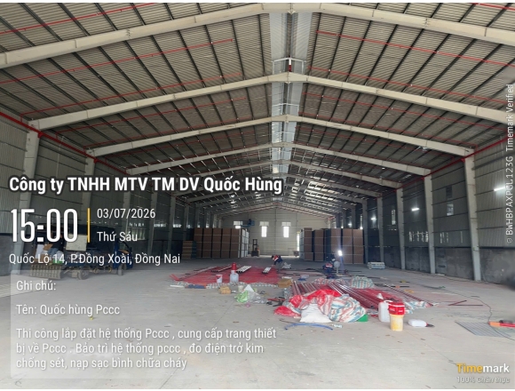 THI CÔNG DỰ ÁN HỆ THỐNG PCCC CHO CÔNG TY TNHH THƯƠNG MẠI DỊCH VỤ ĐẦU TƯ XÂY DỰNG AN VINH – CHI NHÁNH 5 TẠI BÌNH PHƯỚC
