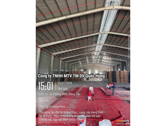 THI CÔNG DỰ ÁN HỆ THỐNG PCCC CHO CÔNG TY TNHH THƯƠNG MẠI DỊCH VỤ ĐẦU TƯ XÂY DỰNG AN VINH – CHI NHÁNH 5 TẠI BÌNH PHƯỚC