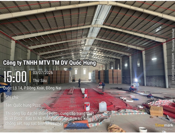 THI CÔNG DỰ ÁN HỆ THỐNG PCCC CHO CÔNG TY TNHH THƯƠNG MẠI DỊCH VỤ ĐẦU TƯ XÂY DỰNG AN VINH – CHI NHÁNH 5 TẠI BÌNH PHƯỚC