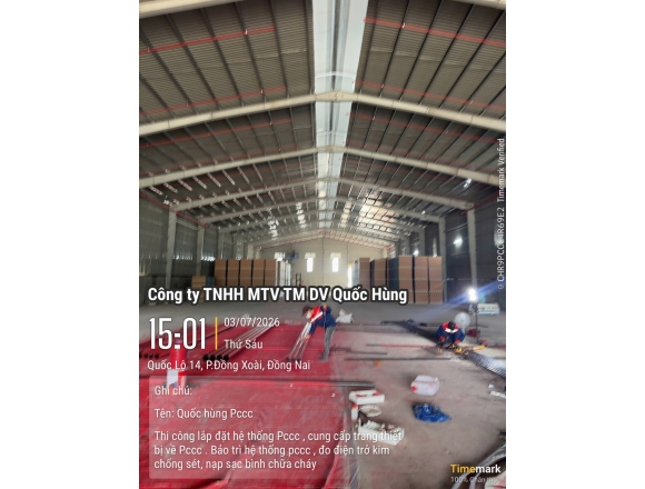 THI CÔNG DỰ ÁN HỆ THỐNG PCCC CHO CÔNG TY TNHH THƯƠNG MẠI DỊCH VỤ ĐẦU TƯ XÂY DỰNG AN VINH – CHI NHÁNH 5 TẠI BÌNH PHƯỚC