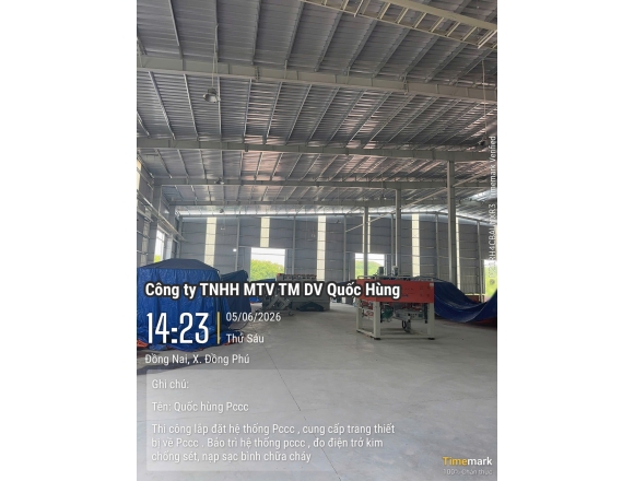 THI CÔNG HỆ THỐNG PCCC CHO NHÀ XƯỞNG CHẾ BIẾN GỖ TẠI ĐỒNG PHÚ, BÌNH PHƯỚC – GIẢI PHÁP AN TOÀN TỪ CÔNG TY PCCC QUỐC HÙNG