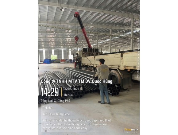 THI CÔNG HỆ THỐNG PCCC CHO NHÀ XƯỞNG CHẾ BIẾN GỖ TẠI ĐỒNG PHÚ, BÌNH PHƯỚC – GIẢI PHÁP AN TOÀN TỪ CÔNG TY PCCC QUỐC HÙNG
