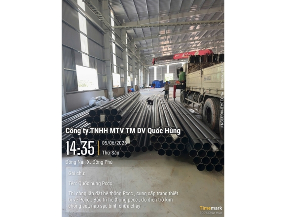 THI CÔNG HỆ THỐNG PCCC CHO NHÀ XƯỞNG CHẾ BIẾN GỖ TẠI ĐỒNG PHÚ, BÌNH PHƯỚC – GIẢI PHÁP AN TOÀN TỪ CÔNG TY PCCC QUỐC HÙNG