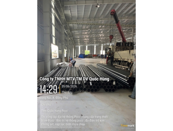 THI CÔNG HỆ THỐNG PCCC CHO NHÀ XƯỞNG CHẾ BIẾN GỖ TẠI ĐỒNG PHÚ, BÌNH PHƯỚC – GIẢI PHÁP AN TOÀN TỪ CÔNG TY PCCC QUỐC HÙNG
