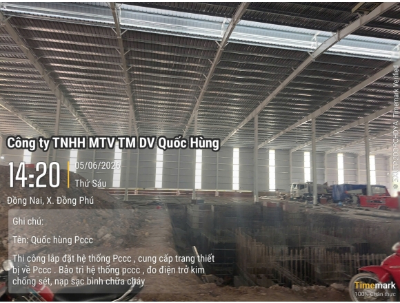 THI CÔNG HỆ THỐNG PCCC CHO NHÀ XƯỞNG CHẾ BIẾN GỖ TẠI ĐỒNG PHÚ, BÌNH PHƯỚC – GIẢI PHÁP AN TOÀN TỪ CÔNG TY PCCC QUỐC HÙNG