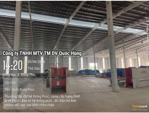 THI CÔNG HỆ THỐNG PCCC CHO NHÀ XƯỞNG CHẾ BIẾN GỖ TẠI ĐỒNG PHÚ, BÌNH PHƯỚC – GIẢI PHÁP AN TOÀN TỪ CÔNG TY PCCC QUỐC HÙNG